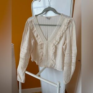 American Eagle Boho Cream Lace Top